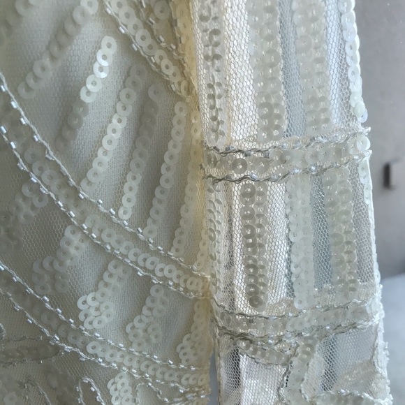 Ivory Beaded Long Sleeved Bizou Flapper Dress NWOT - Picture 9 of 11